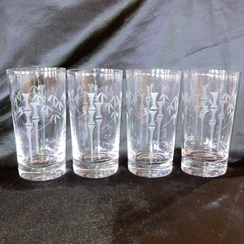 MCM Noritake Etched Bamboo Flat sided Tumbler Set